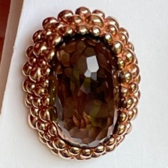 Oval Smoky Quartz set in Gold over 925 Sterling silver Earrings - Picture 5 of 7